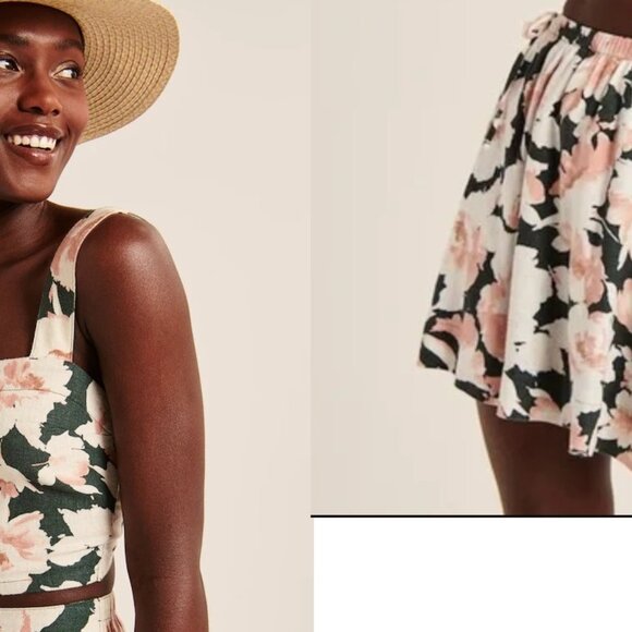 Abercrombie & Fitch Tropical Floral Print Linen TOP and SKIRT - Picture 3 of 7